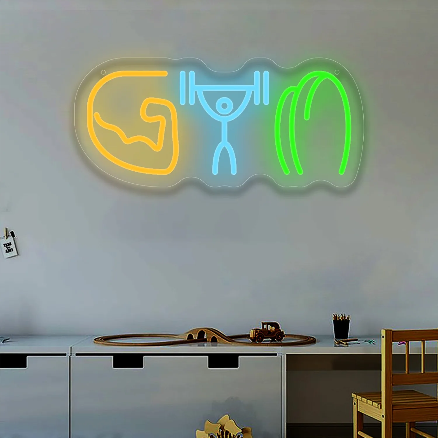 لافتة نيون للجيم، تصميم عضلات  - مراجعة Home Gym Neon Sign وسعره