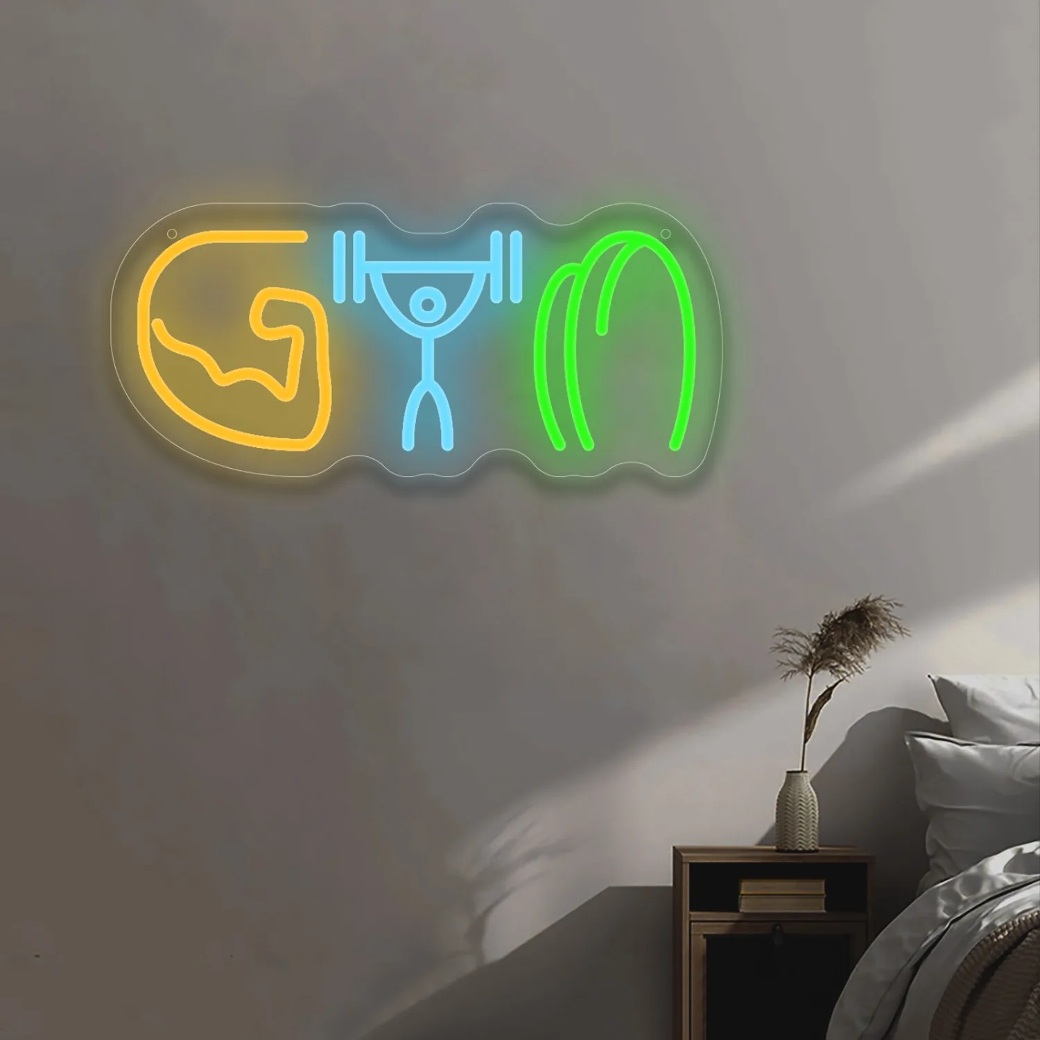 لافتة نيون للجيم، تصميم عضلات  - مراجعة Home Gym Neon Sign وسعره
